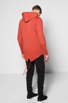 Boohoo Longline Fishtail Biker Hoodie Rust
