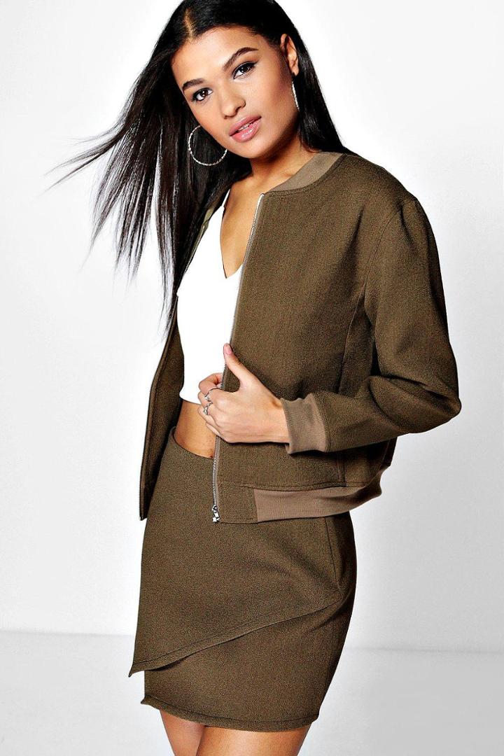 Boohoo Alisha Bonded Ma1 Bomber Olive