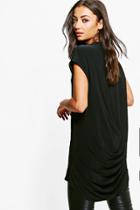 Boohoo Tall Alanna Slinky Drape Back Top Black