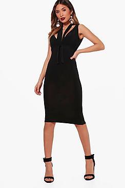 Boohoo Strappy Plunge Bodycon Dress