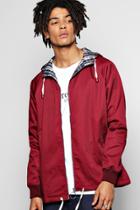 Boohoo Hooded Cotton Harrington Jacket Burgundy