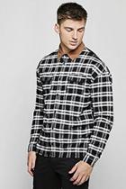 Boohoo Brushed Check Shirt With Cord Collar
