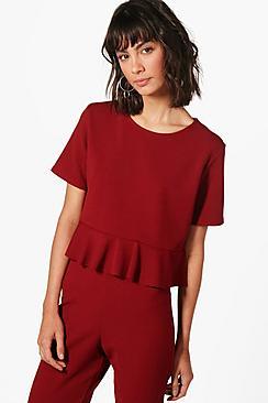 Boohoo Lucy Frill Hem Top