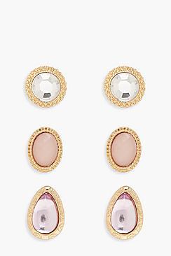 Boohoo Mixed Stone Earring Pack