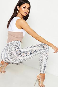 Boohoo Snake Print Slinky Leggings