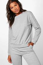 Boohoo Lois Pearl Shoulder Detail Lounge Top