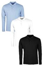 Boohoo 3 Pack Long Sleeve Muscle Fit Polos