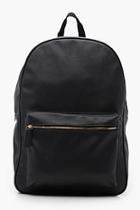 Boohoo Black Pu Backpack With Oversize Zip