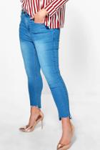 Boohoo Plus Olivia Step Hem Skinny Jean Blue