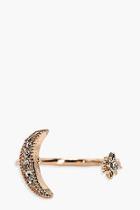 Boohoo Lacey Moon And Star Diamante Ring