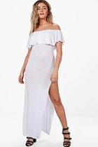 Boohoo Lucy Frill Detail Off The Shoulder Maxi Dress