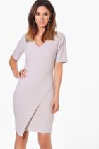 Boohoo Melissa Wrap Front Dress Grey