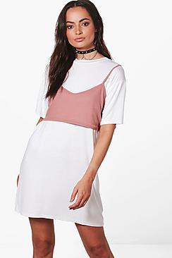 Boohoo Effy T-shirt Dress With Ribbed Bralet