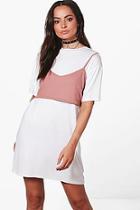 Boohoo Effy T-shirt Dress With Ribbed Bralet