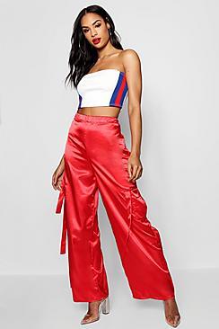 Boohoo Satin Cargo Trouser
