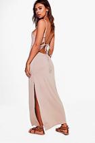 Boohoo Petite Oana Back Lace Up Tie Maxi Dress