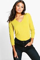 Boohoo Josie Ribbed Longline T-shirt Chartreuse
