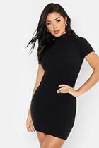Boohoo Washed Pastel Ribbed High Neck Mini Dress