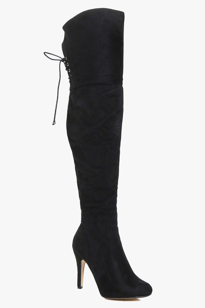 Boohoo Katie Lace Back Over The Knee Black