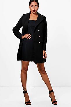 Boohoo Marley Double Breasted Military Wool Look Coat