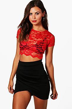 Boohoo Petite Tricia Lace Crop Top