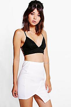 Boohoo Imani Asymetric Rib Mini Skirt