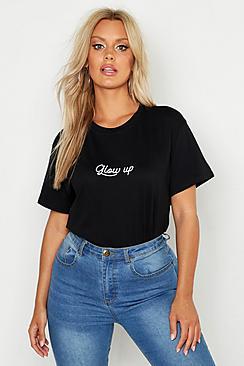 Boohoo Plus Glow Up Slogan Tee