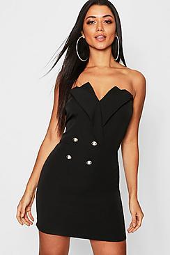Boohoo Strapless Blazer Dress
