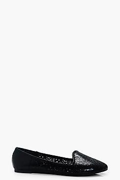 Boohoo Sadie Lazer Cut Slipper Ballets