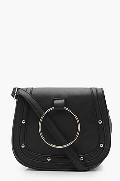 Boohoo Joanna Ring & Stud Saddle Bag