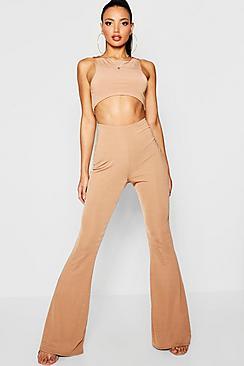 Boohoo Curved Hem Top + Kick Flare Pants Co-ord