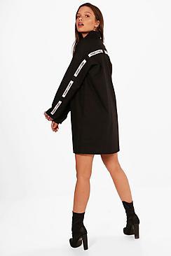 Boohoo Natalie Slogan Tape Trim Shirt Dress