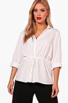 Boohoo Plus Olivia Shirred Sleeve Detail Shirt