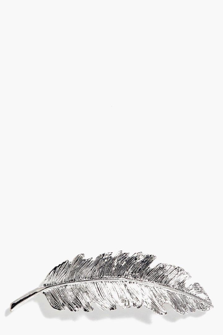 Boohoo Sofia Feather Hair Slide Silver