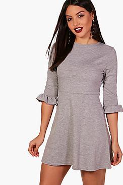 Boohoo Frill Sleeve Tea Dress
