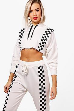 Boohoo Megan Athleisure Chequered Panel Hoodie