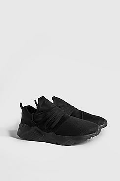 Boohoo Triple Black Sports Mesh Trainers