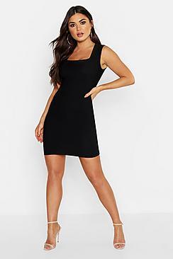 Boohoo Textured Sheared Square Neck Mini Dress