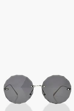 Boohoo Smoke Lens Straight Edge Round Sunglasses