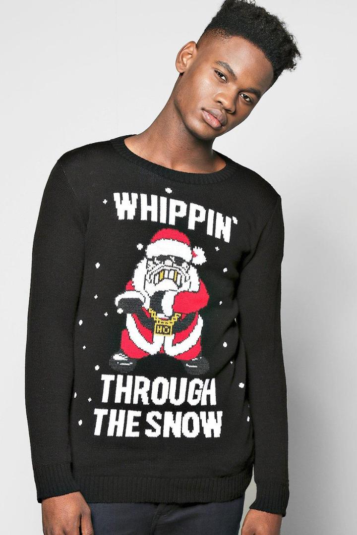 Boohoo Whippin Through The Snow Christmas Jumper Black