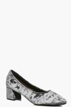 Boohoo Nancy High Vamp Block Heel Ballet Grey