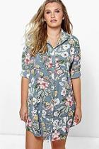 Boohoo Plus Yasmine Floral Shirt Dress