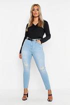 Boohoo Plus Distressed Washed Skinny Jean