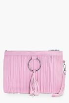Boohoo Heather Pleated Ring Detail Clutch Bag