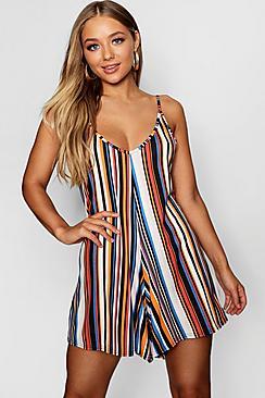 Boohoo Stripe Swing Playsuit