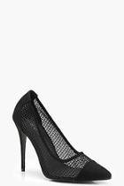 Boohoo Abigail Mesh Detail Court Shoes