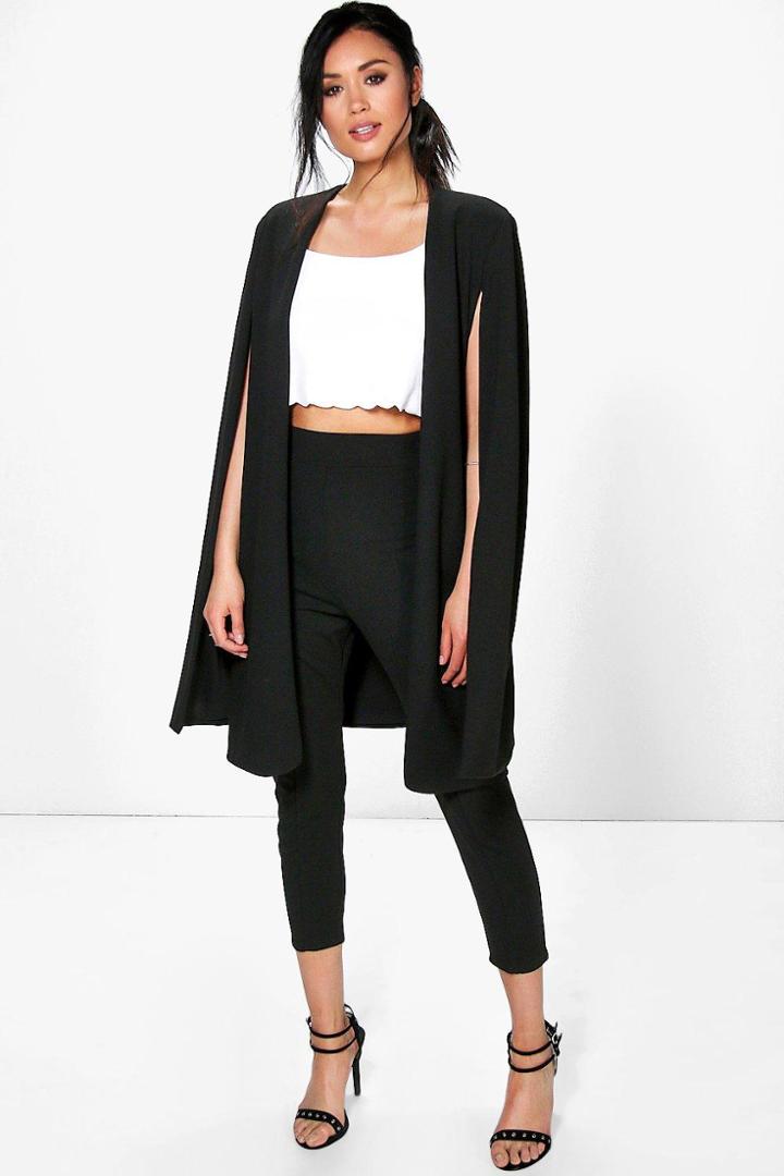 Boohoo Eloise Longline Cape Black