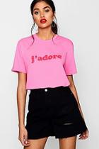 Boohoo Molly J'adore Slogan T-shirt