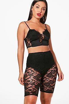 Boohoo Ellie All Over Lace Cycling Shorts