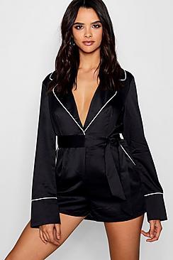 Boohoo Pj Style Playsuit